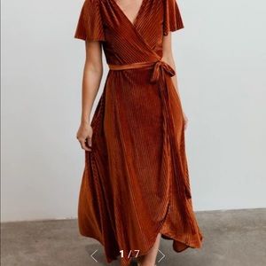 Baltic Born - Andi Ribbed Velvet Wrap Dress - XXL Copper Orange